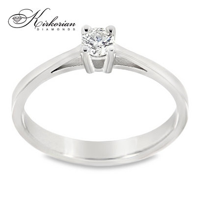 Класически годежен пръстен от бяло злато 14К с диамант 0.20 ct – Лукс на достъпна цена
