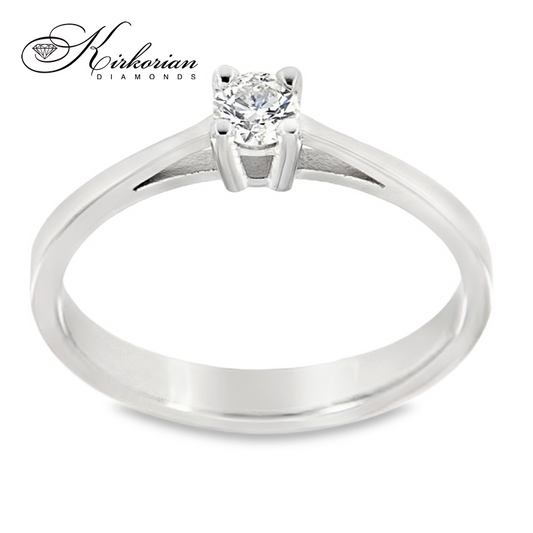 Класически годежен пръстен от бяло злато 14К с диамант 0.20 ct – Лукс на достъпна цена