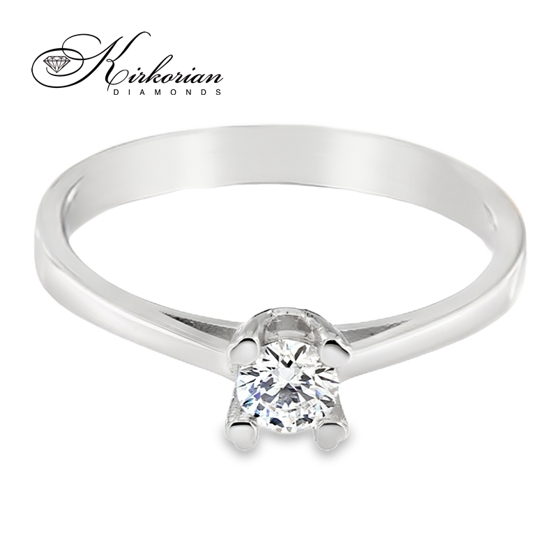Годежен пръстен с диамант 0.25ct от бяло злато 14К – класически модел с брилянт, цени от производител