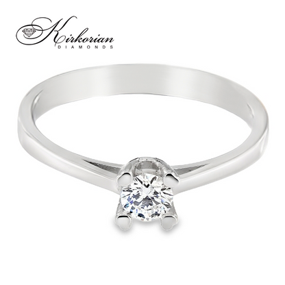Годежен пръстен с диамант 0.25ct от бяло злато 14К – класически модел с брилянт, цени от производител