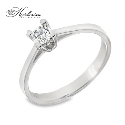 Годежен пръстен с диамант 0.25ct от бяло злато 14К – класически модел с брилянт, цени от производител