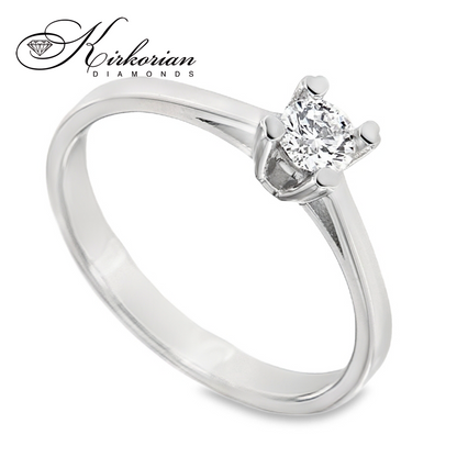 Годежен пръстен с диамант 0.25ct от бяло злато 14К – класически модел с брилянт, цени от производител