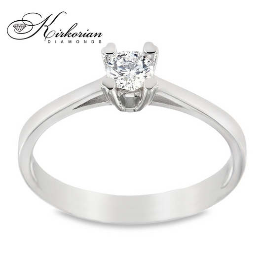 Годежен пръстен с диамант 0.25ct от бяло злато 14К – класически модел с брилянт, цени от производител