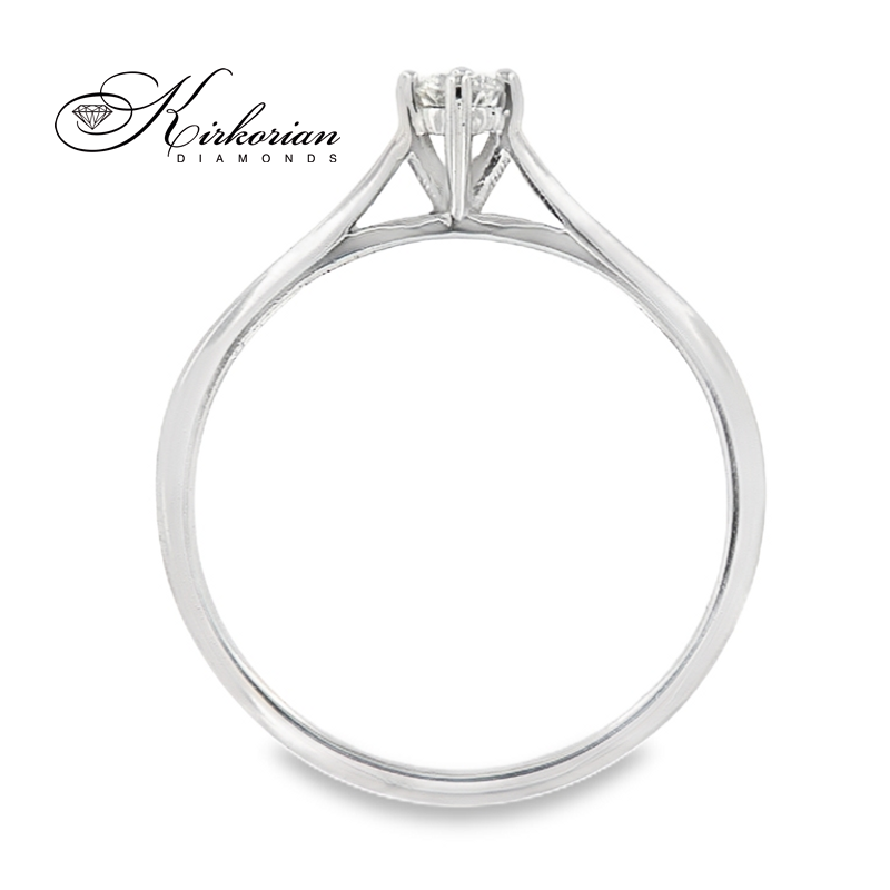 Годежен пръстен от бяло злато 14К с диамант 0.10 ct – код K568