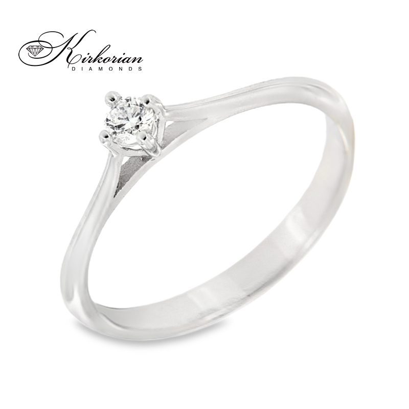 Годежен пръстен от бяло злато 14К с диамант 0.10 ct – код K568