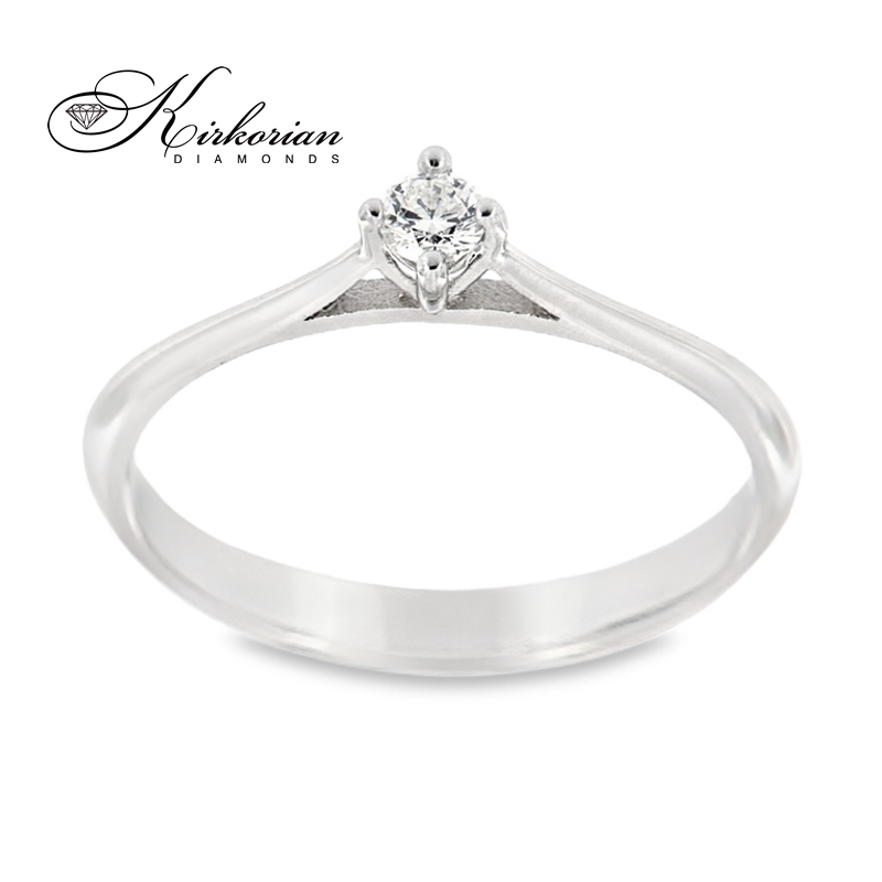 Годежен пръстен от бяло злато 14К с диамант 0.10 ct – код K568