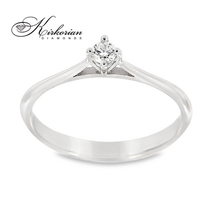 Годежен пръстен от бяло злато 14К с диамант 0.10 ct – код K568