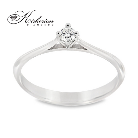 Годежен пръстен от бяло злато 14К с диамант 0.10 ct – код K568