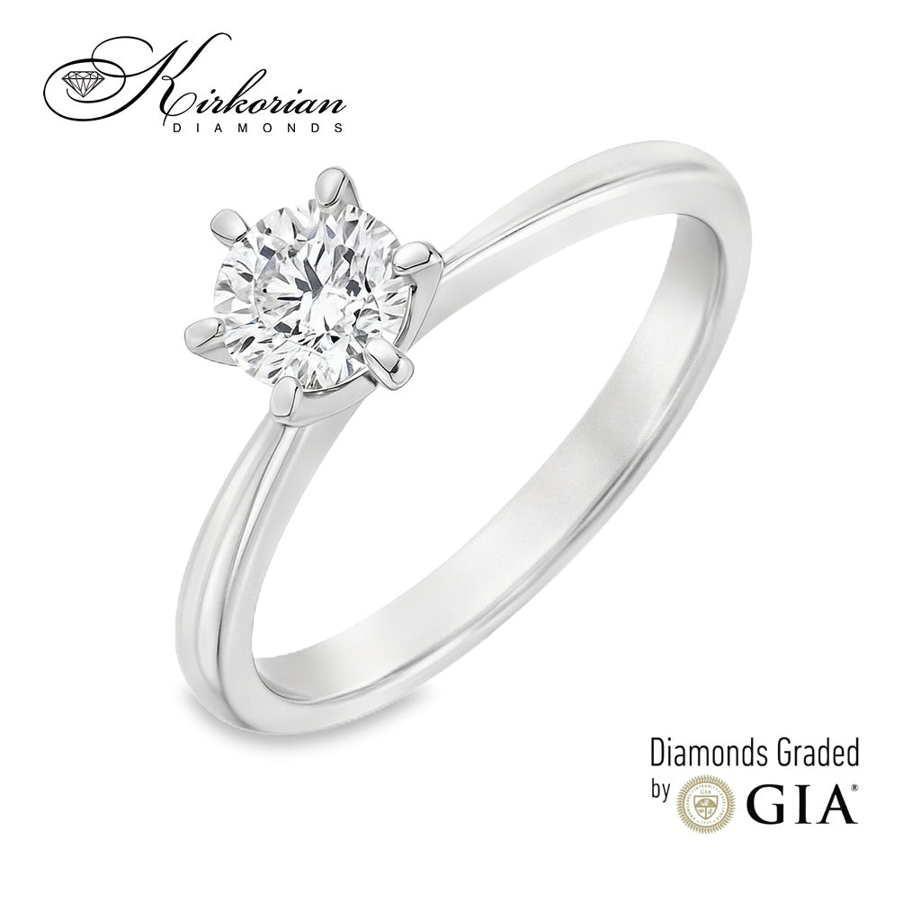 Годежен пръстен с диамант 0.70ct D/VS2 GIA – класика в бяло злато 14k