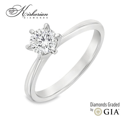 Годежен пръстен с диамант 0.70ct D/VS2 GIA – класика в бяло злато 14k