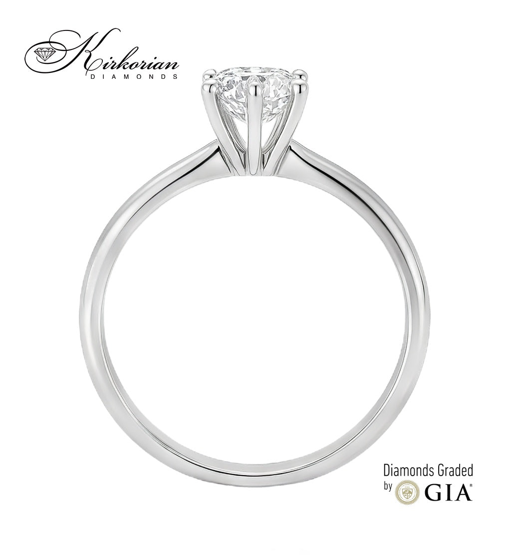 Годежен пръстен с диамант 0.70ct D/VS2 GIA – класика в бяло злато 14k