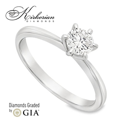 Годежен пръстен с диамант 0.70ct D/VS2 GIA – класика в бяло злато 14k