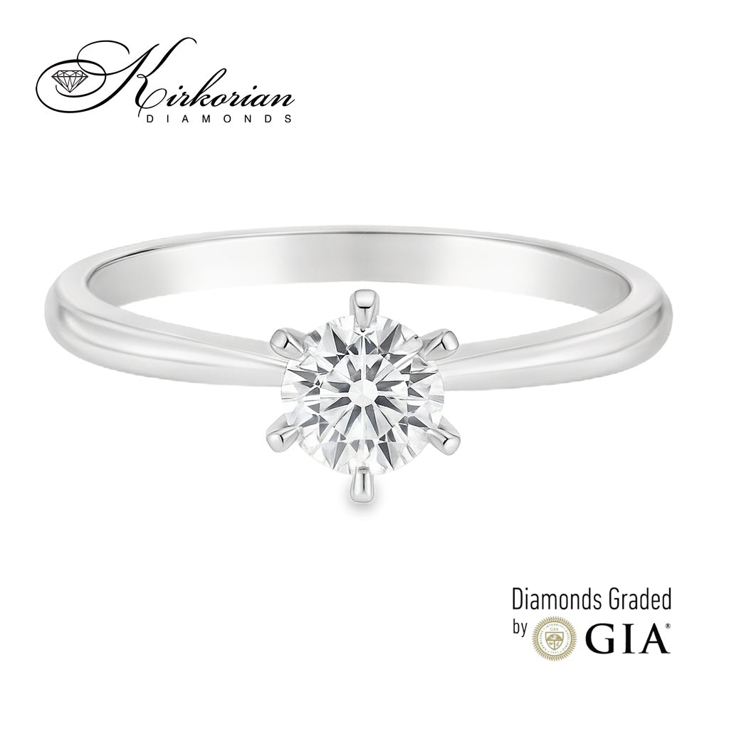 Годежен пръстен с диамант 0.70ct D/VS2 GIA – класика в бяло злато 14k