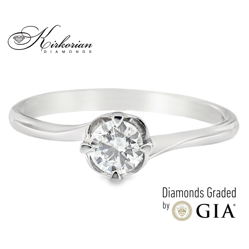 Годежен пръстен от бяло злато 14к с диамант 0.30ct – GIA сертификат – код K580