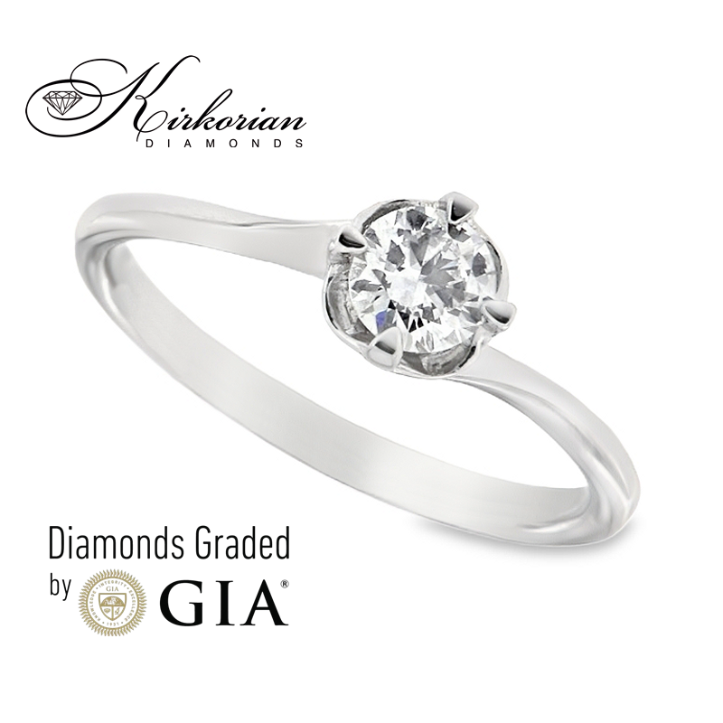 Годежен пръстен от бяло злато 14к с диамант 0.30ct – GIA сертификат – код K580