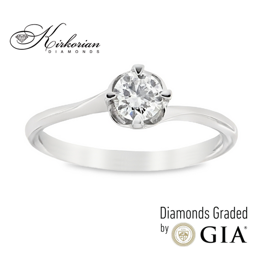 Годежен пръстен от бяло злато 14к с диамант 0.30ct – GIA сертификат – код K580
