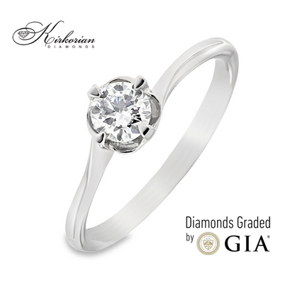 Годежен пръстен от бяло злато 14к с диамант 0.30ct – GIA сертификат – код K580