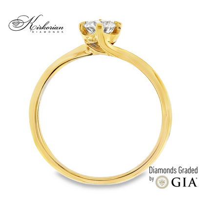 Годежен пръстен от жълто злато 14к с диамант 0.30ct – GIA сертификат, код K580A
