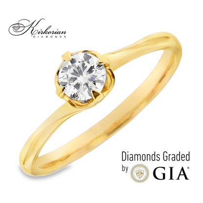 Годежен пръстен от жълто злато 14к с диамант 0.30ct – GIA сертификат, код K580A