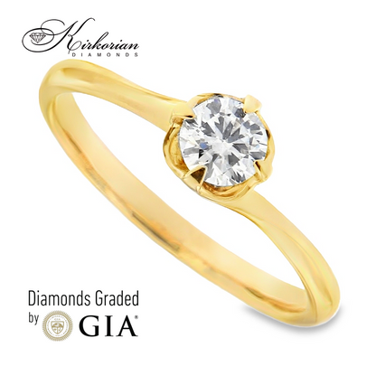 Годежен пръстен от жълто злато 14к с диамант 0.30ct – GIA сертификат, код K580A