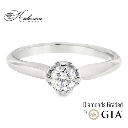 Годежен пръстен от бяло злато 14к с диамант 0.30ct – GIA сертификат – код K582
