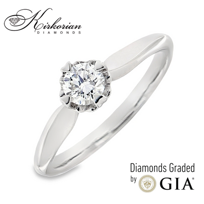 Годежен пръстен от бяло злато 14к с диамант 0.30ct – GIA сертификат – код K582