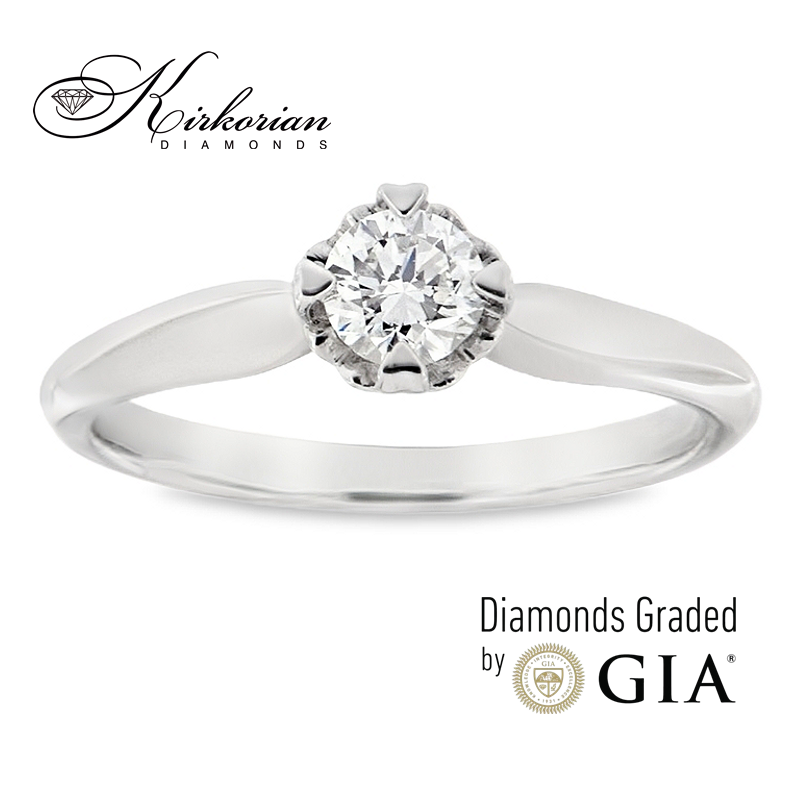 Годежен пръстен от бяло злато 14к с диамант 0.30ct – GIA сертификат – код K582
