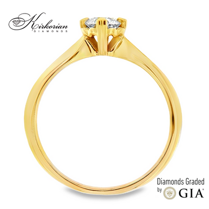 Годежен пръстен от жълто злато 14к с диамант 0.30ct – GIA сертификат – код K582A