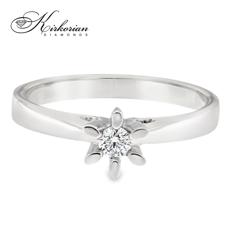 Годежен пръстен от бяло или жълто злато 14К с диамант 0.10 ct – код K583