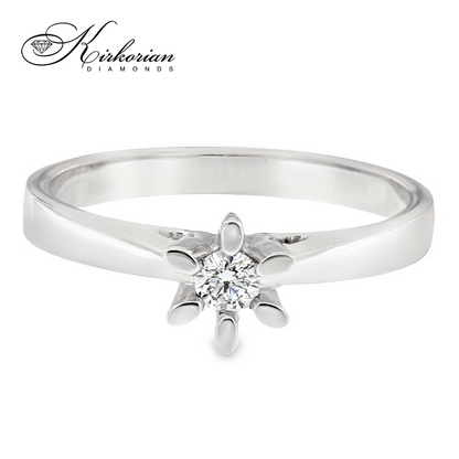 Годежен пръстен от бяло или жълто злато 14К с диамант 0.10 ct – код K583