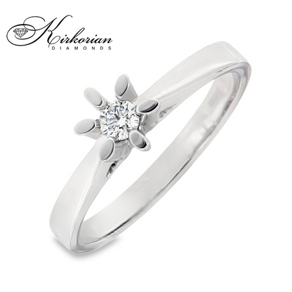 Годежен пръстен от бяло или жълто злато 14К с диамант 0.10 ct – код K583