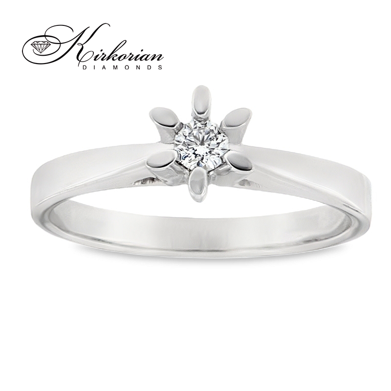 Годежен пръстен от бяло или жълто злато 14К с диамант 0.10 ct – код K583