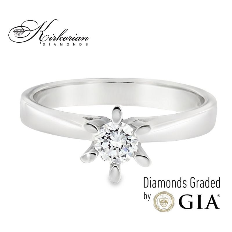 Годежен пръстен с диамант 0.30 ct GIA от бяло злато 14К – модел K584