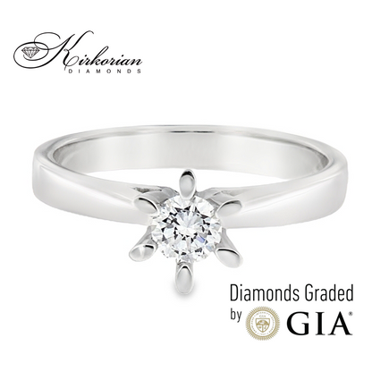 Годежен пръстен с диамант 0.30 ct GIA от бяло злато 14К – модел K584