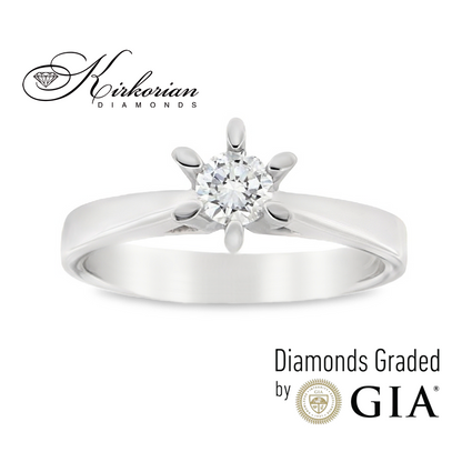 Годежен пръстен с диамант 0.30 ct GIA от бяло злато 14К – модел K584