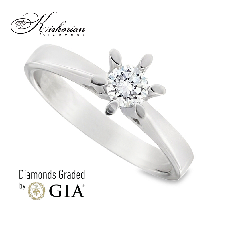 Годежен пръстен с диамант 0.30 ct GIA от бяло злато 14К – модел K584