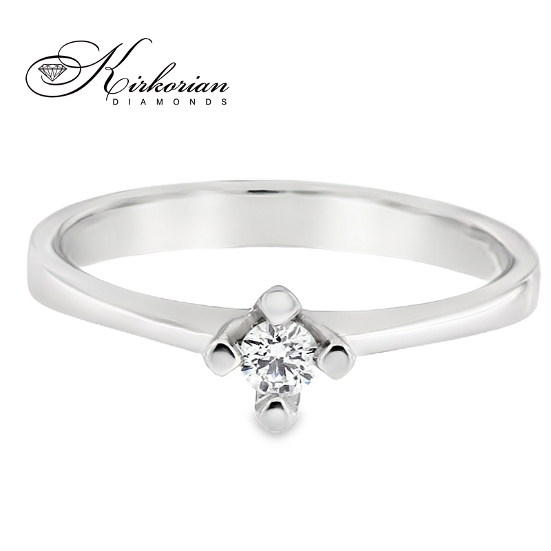 Годежен пръстен от бяло злато 14К с диамант 0.11 ct – класически модел с изчистен дизайн | K585