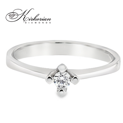 Годежен пръстен от бяло злато 14К с диамант 0.11 ct – класически модел с изчистен дизайн | K585