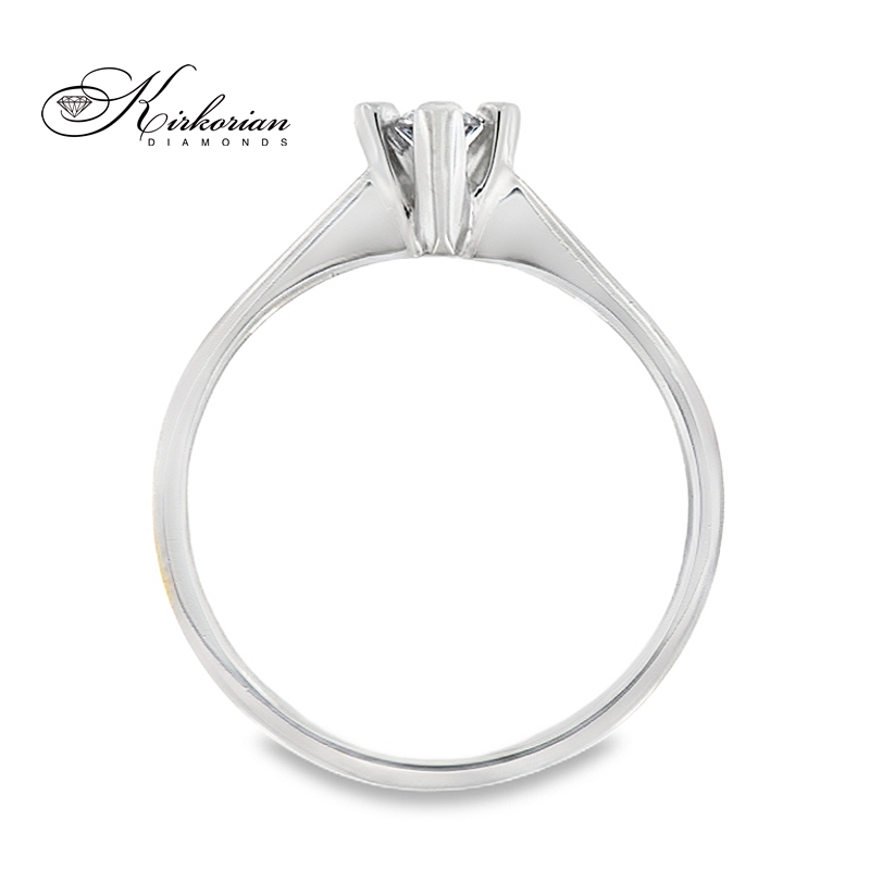 Годежен пръстен от бяло злато 14К с диамант 0.11 ct – класически модел с изчистен дизайн | K585