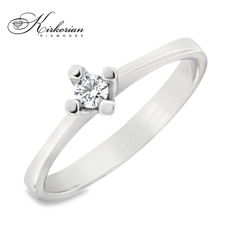 Годежен пръстен от бяло злато 14К с диамант 0.11 ct – класически модел с изчистен дизайн | K585