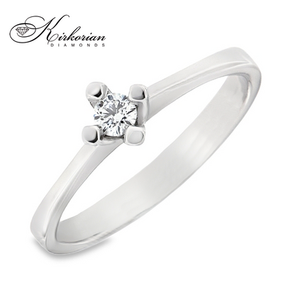 Годежен пръстен от бяло злато 14К с диамант 0.11 ct – класически модел с изчистен дизайн | K585