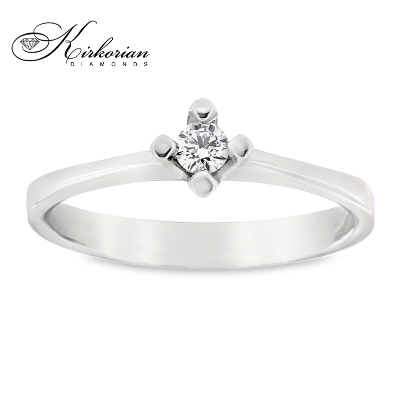 Годежен пръстен от бяло злато 14К с диамант 0.11 ct – класически модел с изчистен дизайн | K585