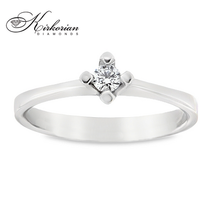 Годежен пръстен от бяло злато 14К с диамант 0.11 ct – класически модел с изчистен дизайн | K585