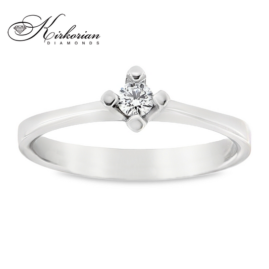 Годежен пръстен от бяло злато 14К с диамант 0.11 ct – класически модел с изчистен дизайн | K585