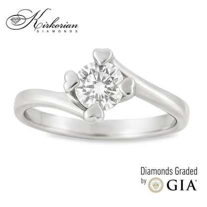 Елегантен годежен пръстен от бяло злато 14k с диамант 0.40ct GIA – модел K593A