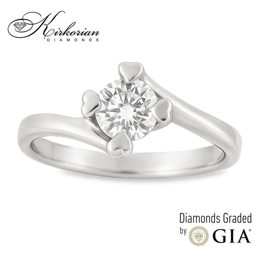 Елегантен годежен пръстен от бяло злато 14k с диамант 0.40ct GIA – модел K593A