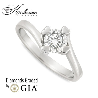 Елегантен годежен пръстен от бяло злато 14k с диамант 0.40ct GIA – модел K593A