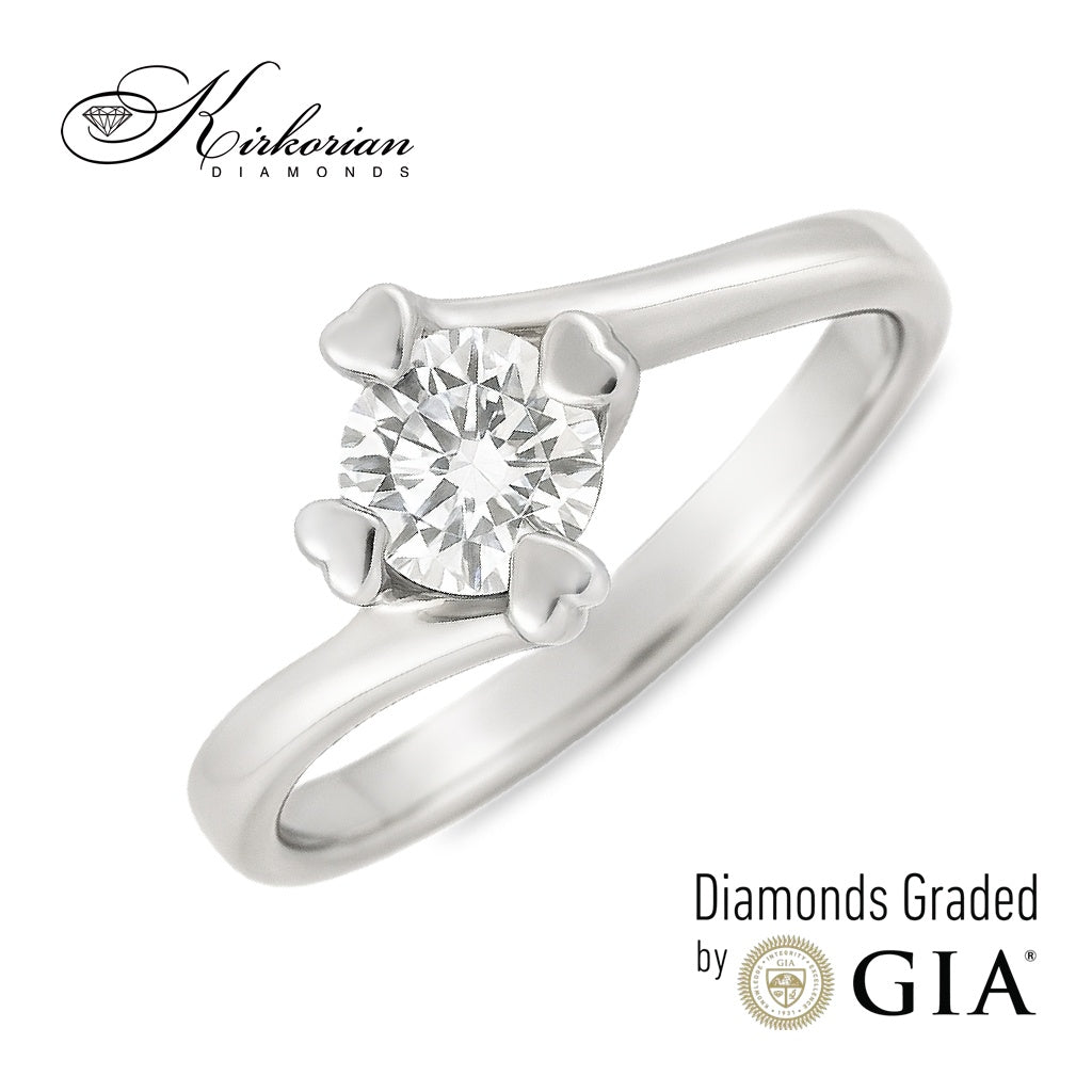 Елегантен годежен пръстен от бяло злато 14k с диамант 0.40ct GIA – модел K593A
