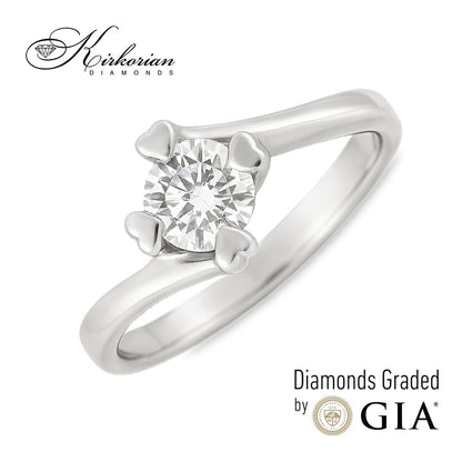 Елегантен годежен пръстен от бяло злато 14k с диамант 0.40ct GIA – модел K593A