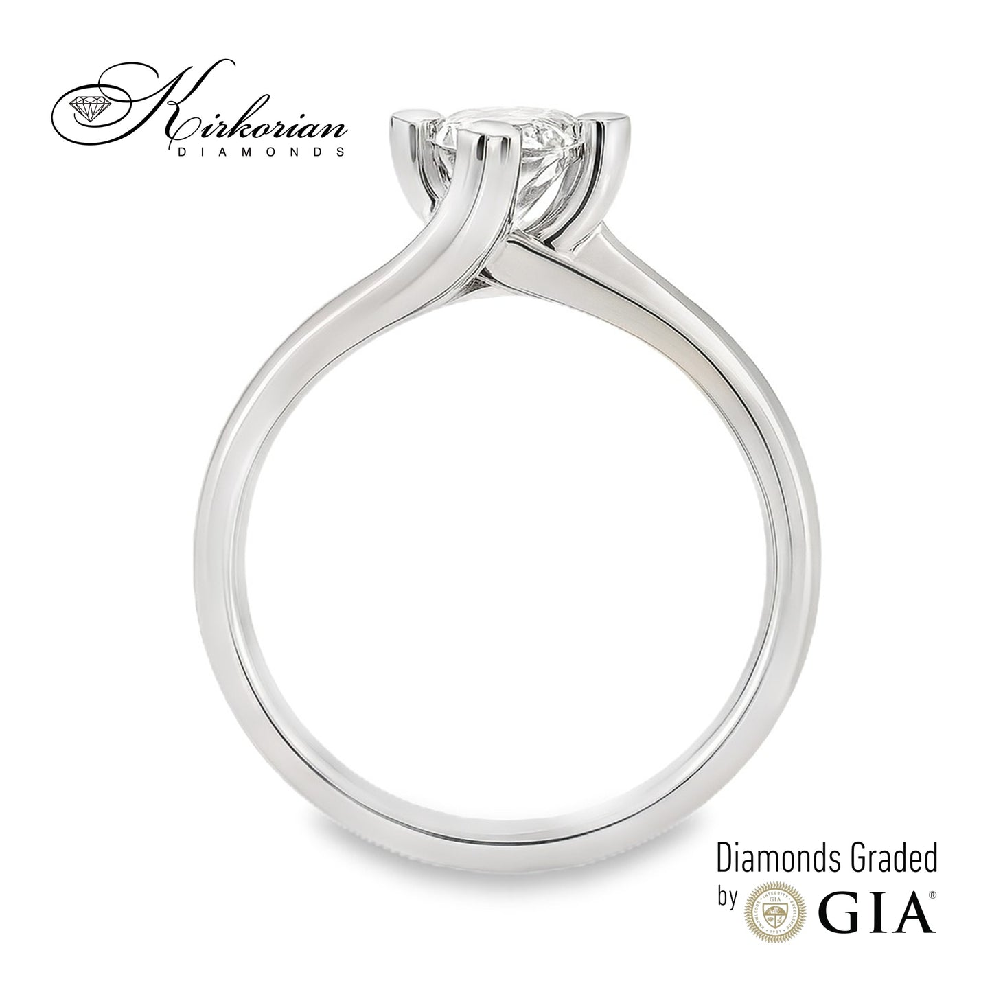 Елегантен годежен пръстен от бяло злато 14k с диамант 0.40ct GIA – модел K593A